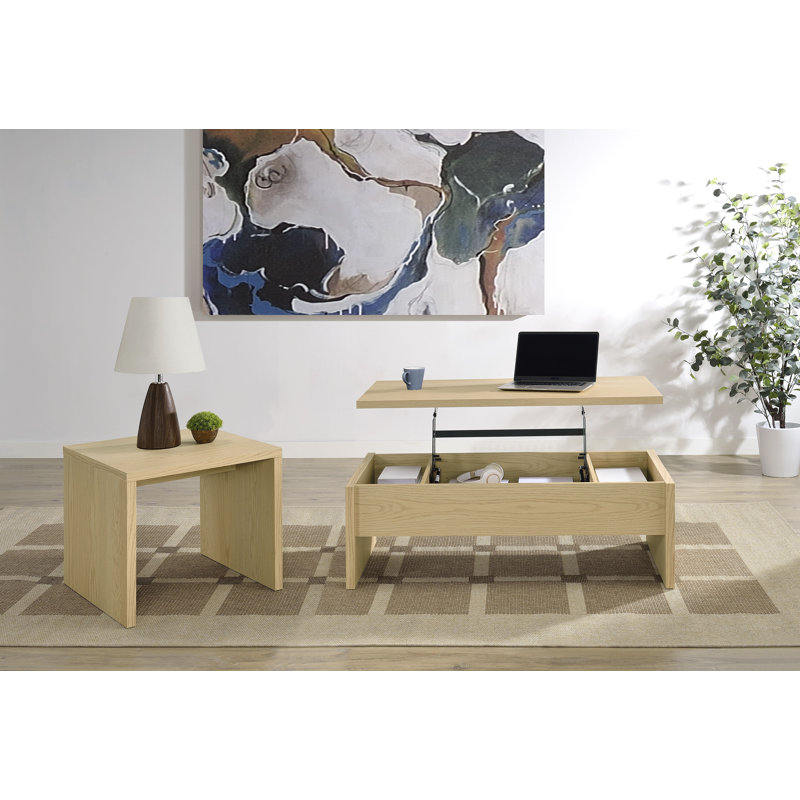 Ensemble de tables basses 2 pièces Coll, Chêne clair, 2 pièces: tables basses, table de bout