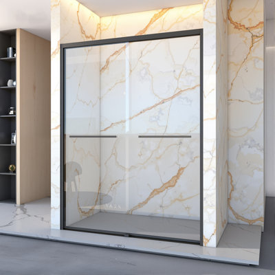 Porte de douche coulissante double en aluminium de 6 à 60 po x 70 po