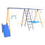Ensemble de balançoire en métal robuste 7-en-1 pour enfants avec glissade, échelle d'escalade et filet, ensemble de jeu extérieur en A