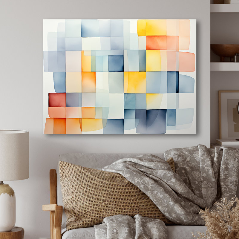 Multicolor Cubes Patterns V - Geometric Metal Wall Art, 30" H x 40" W x 1.5" D