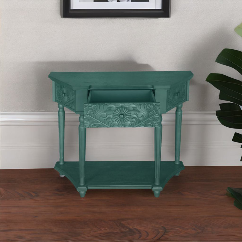 Table d'appoint 1 tiroir Carved, Vert