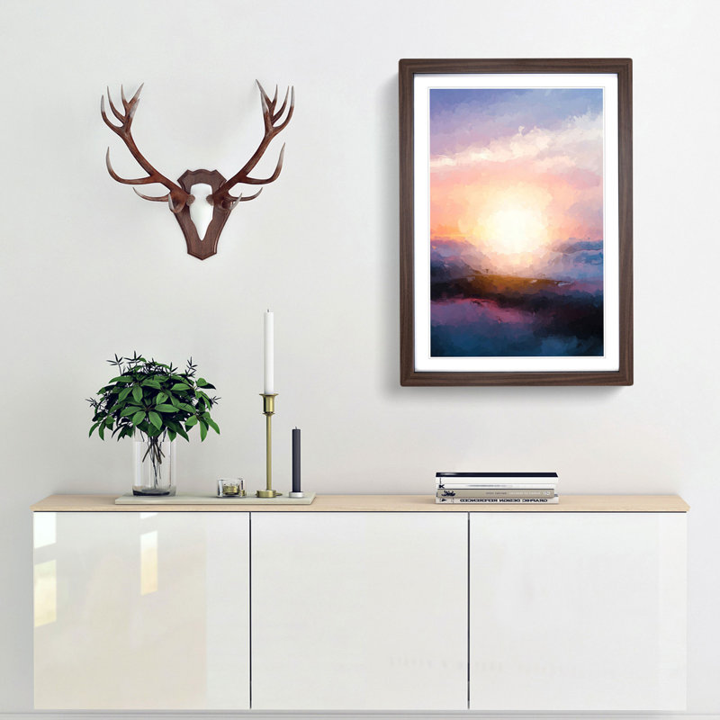Sun upon the Mountain in Abstract - Framed Print, 36cm H x 27cm W x 2cm D, Walnut Framed