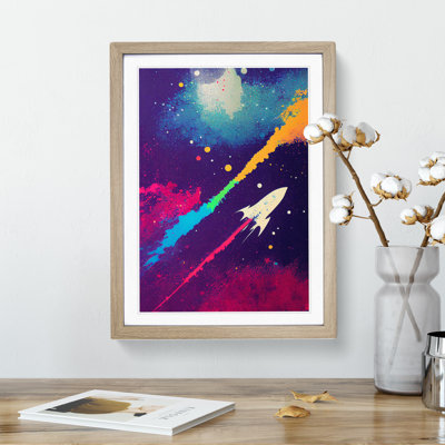 Paint Splashed Spaceship Rocket No.1 Abstract - Framed Print