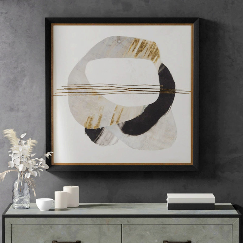 Auric Beam Gold Foil Abstract Framed Canvas Wall Art