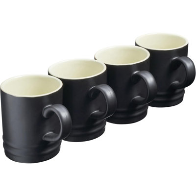 Set of 4 Stoneware Mug Set 350ml Drinking Cups