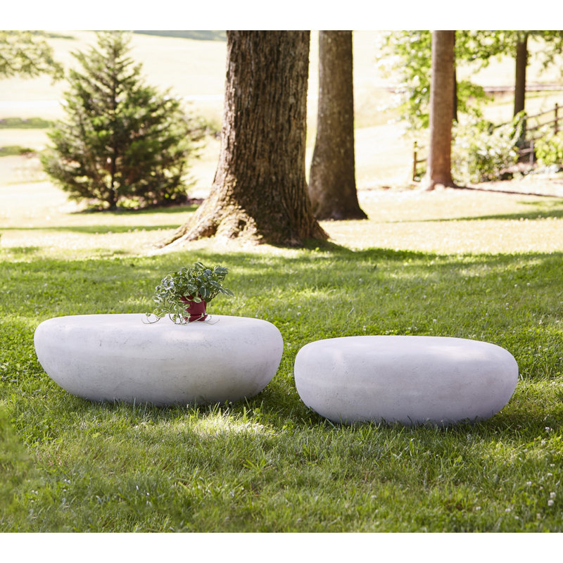 River Stone Solid Coffee Table, 16" H x 54" L x 34" W, Roman Stone