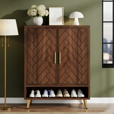 Wooden Shoe Cabinet 6-Tier Shoe Organizer With Adjustable Shelves