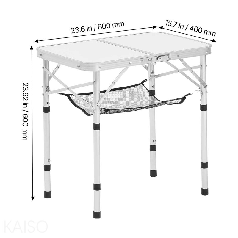 Table de camping pliante 2 pieds, Argent