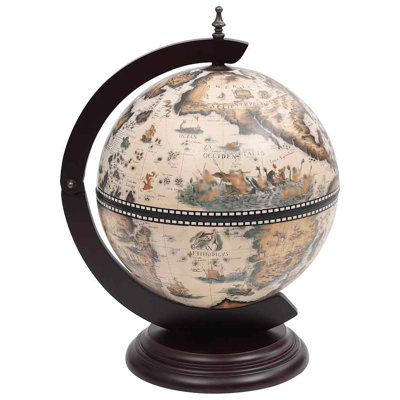 Conyu Globe Wine Bar Tabletop Wine Rack Bar Cabinet Solid Eucalyptus Wood by Charlton Home