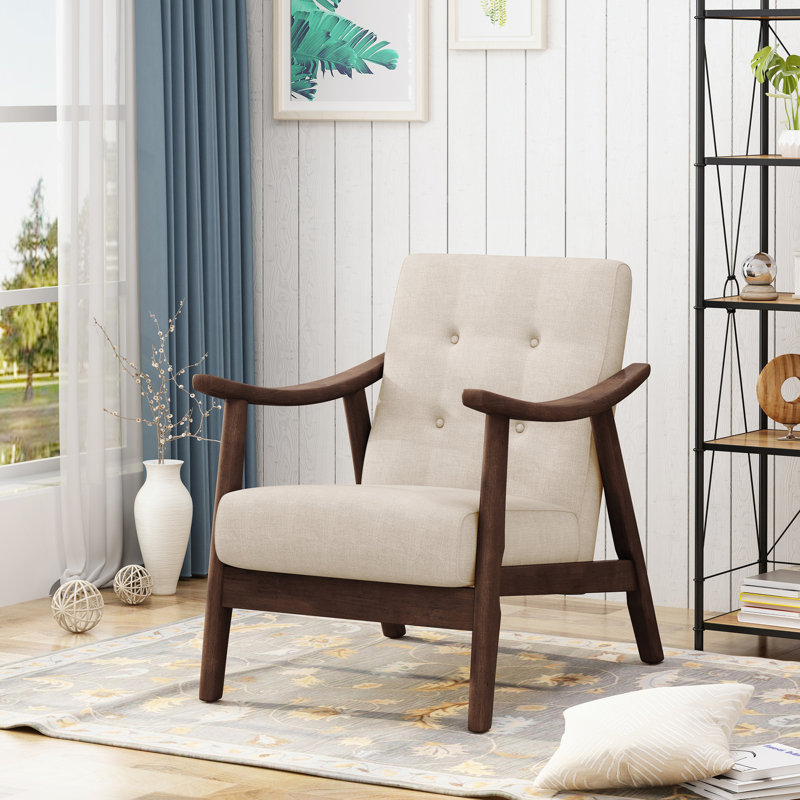 Fauteuil d'appoint moderne, fauteuil capitonné, Tissu beige