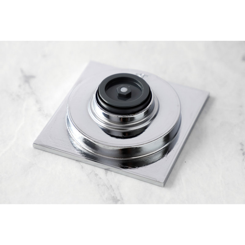 Kingston Brass Watercourse 4-Inch Square Grid Shower Drain with Hair Catcher, Polished Chrome