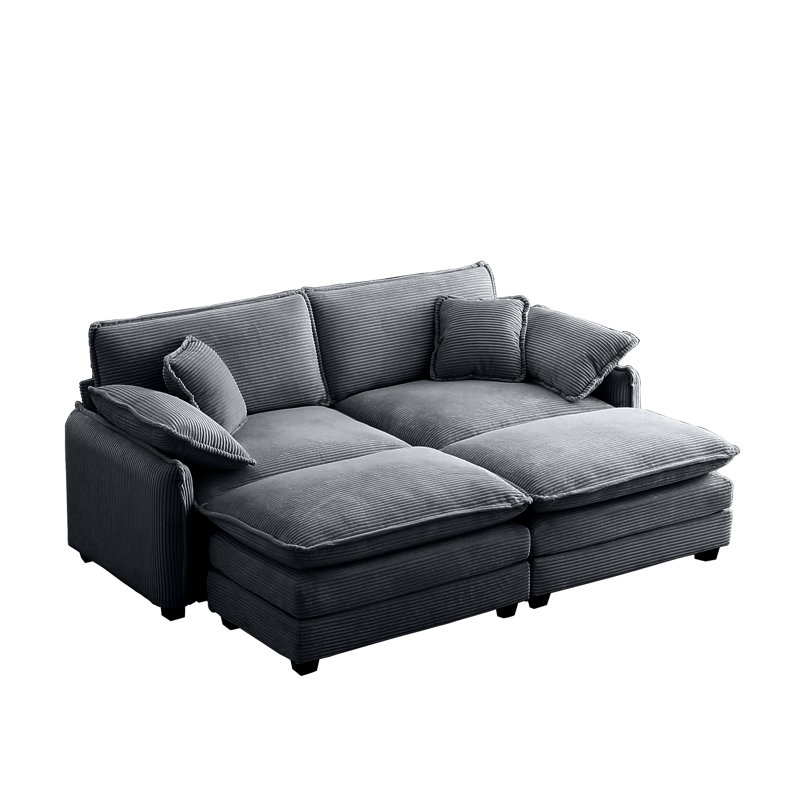 Kadeija Corduroy U-Shaped Sectional Reversible, Gray Corduroy
