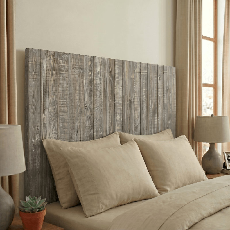 Tête de lit en bois massif Anayeli, Gris délavé, Très grand