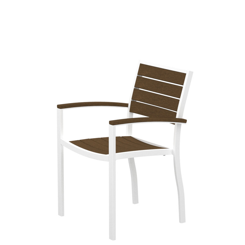Chaise de salle à manger POLYWOOD Euro, Blanc, Teck