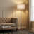 61'' Modern Walnut Wood Minimalist Standing Floor Lamp with Cream Linen Drum Shade, cULus Certified for Living Room Side Tables, Bedroom Corners, Home Offices or Study Rooms-38337763