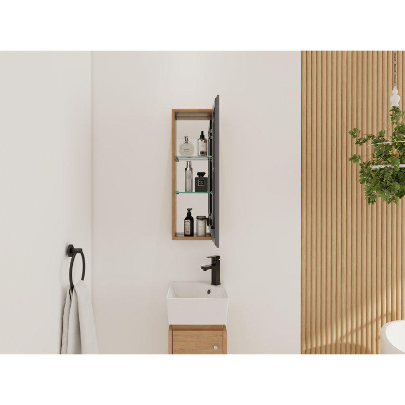 Armoires à pharmacie compactes, rangement moderne en bois de contreplaqué de 10 po pour salle de bain