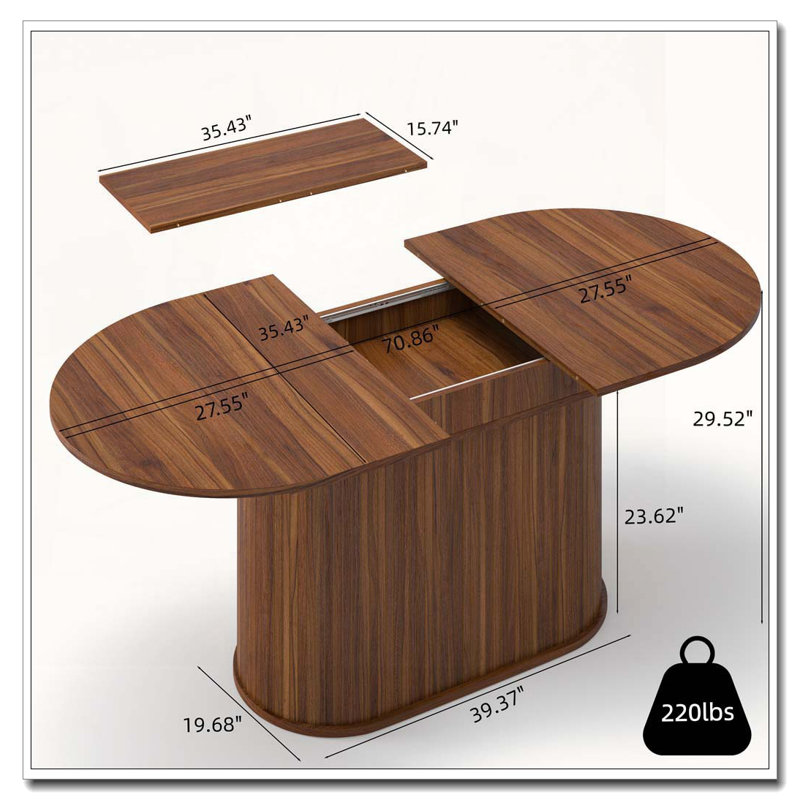 Table de salle à manger extensible 55,11 "à 70,86", Noyer