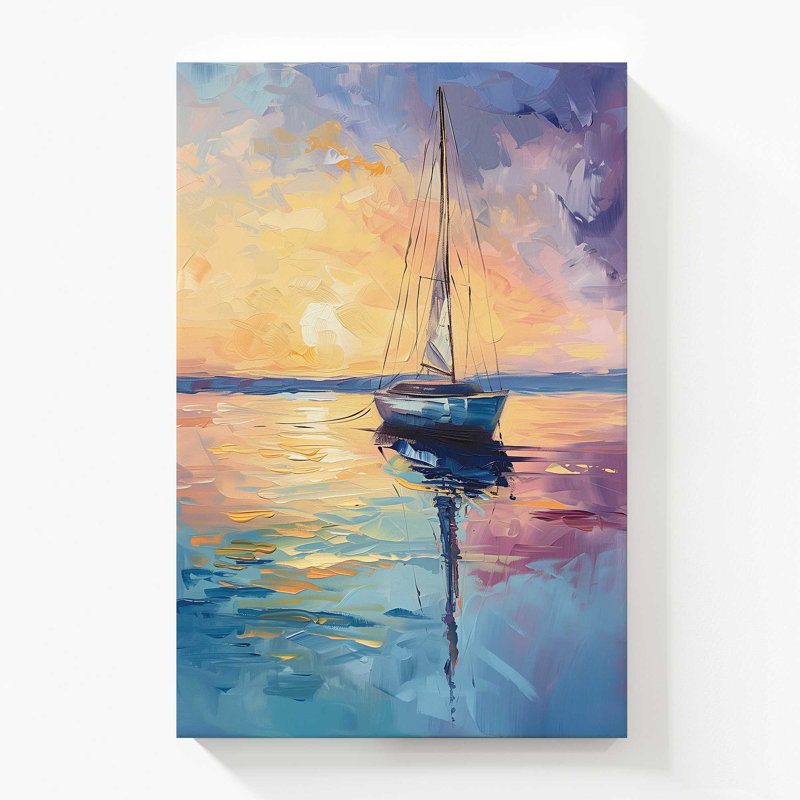 54" x 36"  Sunset Sail v1, Large Canvas Print, 54" H x 36" W