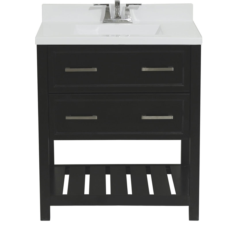 Espresso and White 31'' Single Bathroom Vanity with Cultured Marble Top