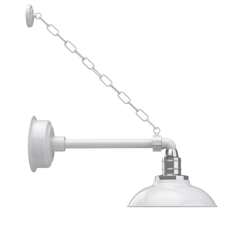 Luminaire de grange d’extérieur à del Ludwicka, H 8,53 po x l 10 po x P 17,63 po, Blanc