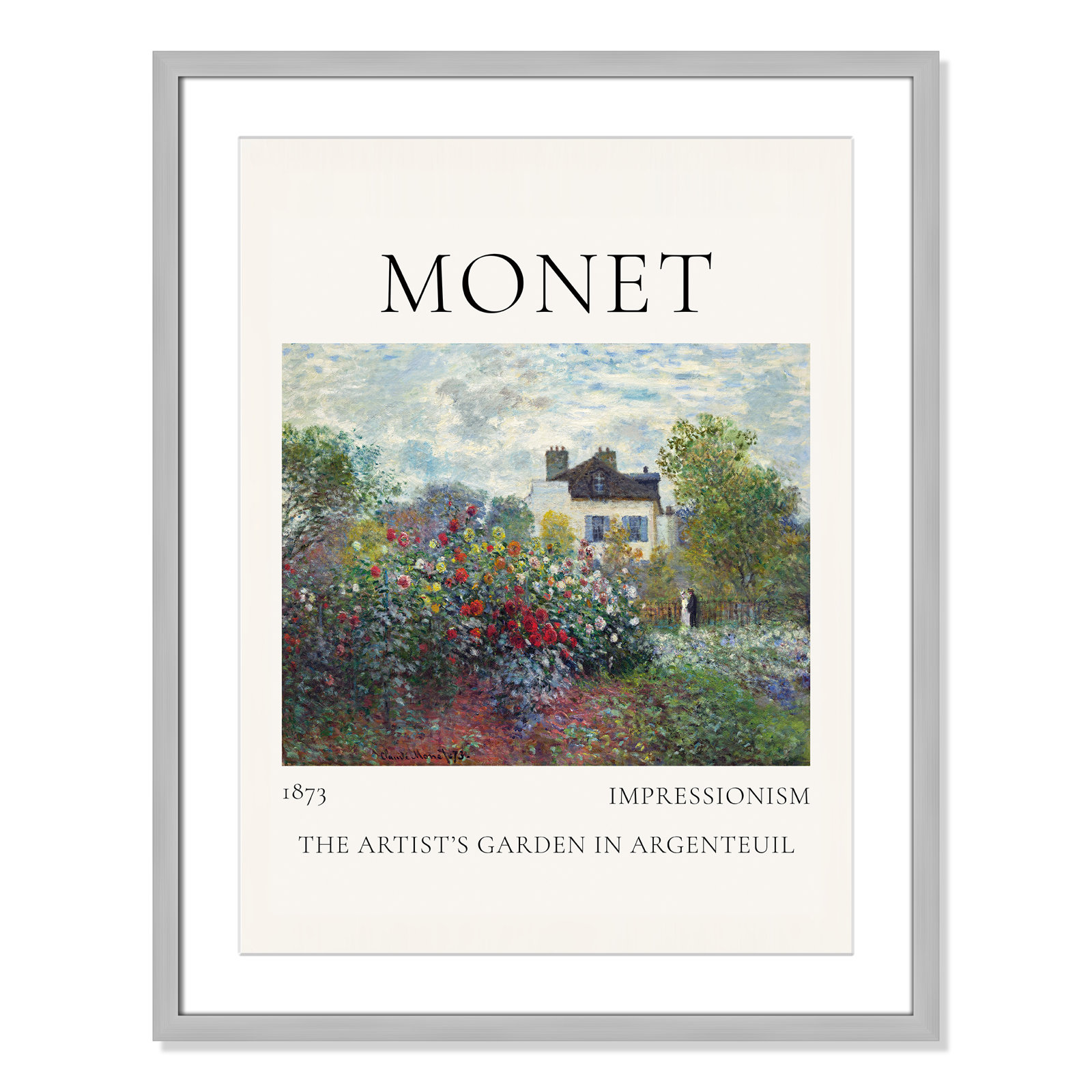 Rocchetto "Artists Garden in Argenteuil" Print, Silver Single Picture Frame, Yes, 29.5" H x 23.5" W x 1.25" D