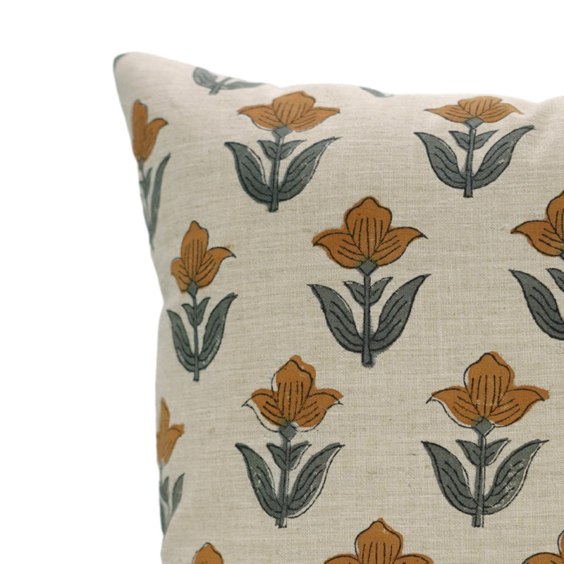 Housse de coussin en lin fabriquée à la main, style bohémien, artisan - 16 x 16 po Fab Divine, H 16 po x l 16 po