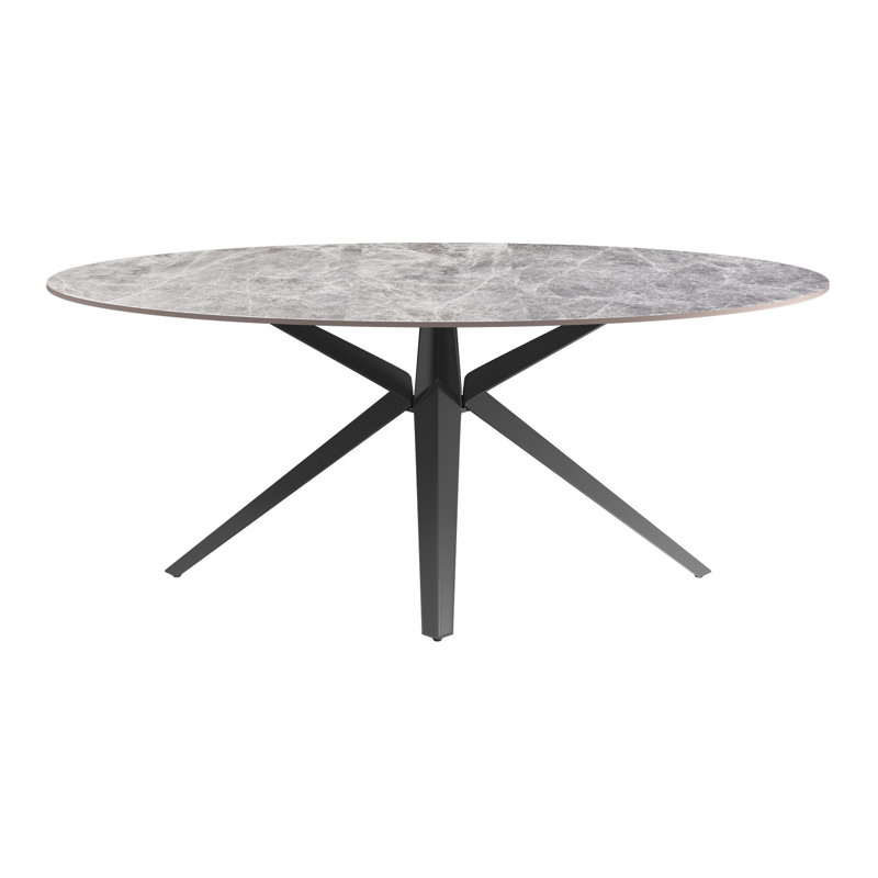 Colturo Oval Metal Base Dining Table, Grey