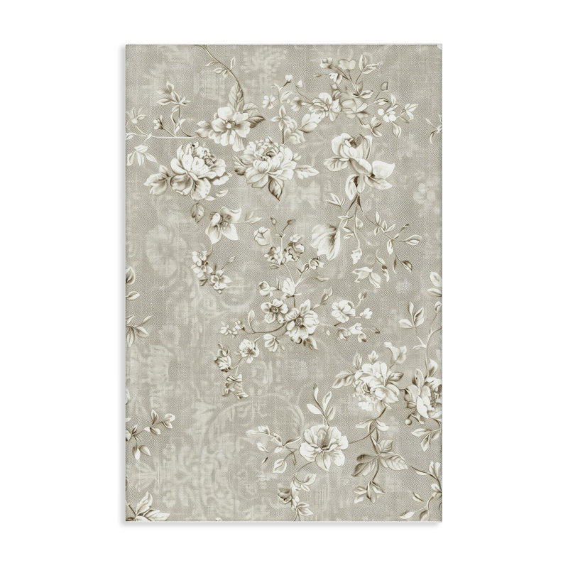 Fleurs blanches sur toile damassée, design par LSR Creative Studio, H 24 po x l 16 po