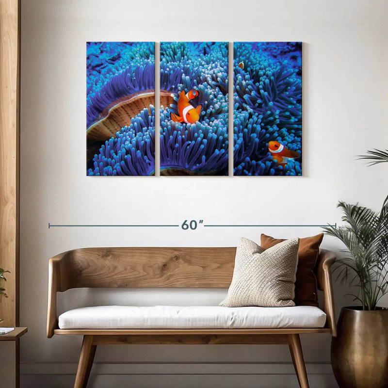 Aletra Bali Sea Anemone Clownfish, 28" H x 45" W