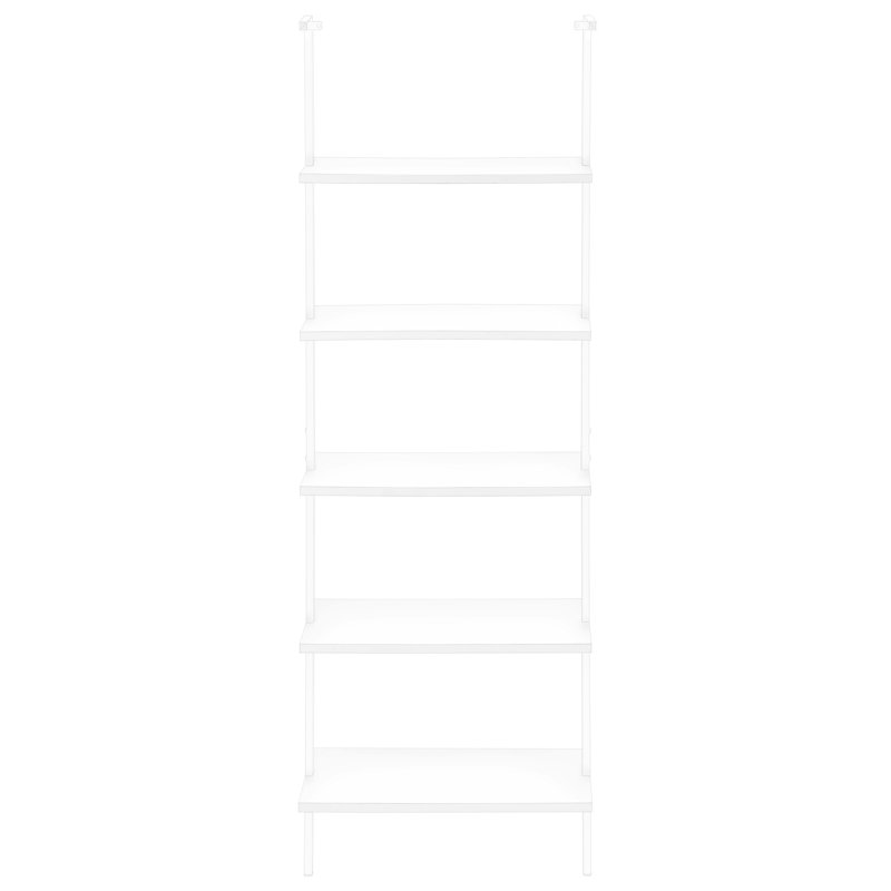 Bibliothèque moderne 5 niveaux - stratifié blanc et rangement polyvalent en métal 5 niveaux