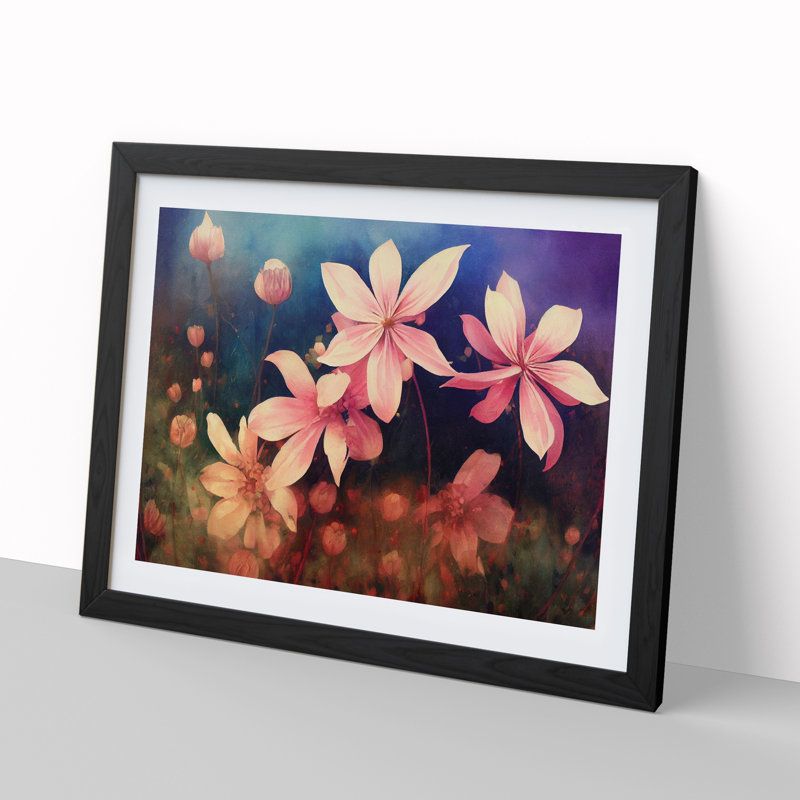 Fascinating Wildflowers Floral - Single Picture Frame Print, Black, 46cm H x 64cm W x 2cm D