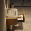 Meuble-lavabo flottant 30 po en pierre frittée intégrée en travertin, lumière DEL à capteur, armoire en bois naturel rayé 3D, tiroir à fermeture en douceur-970132869