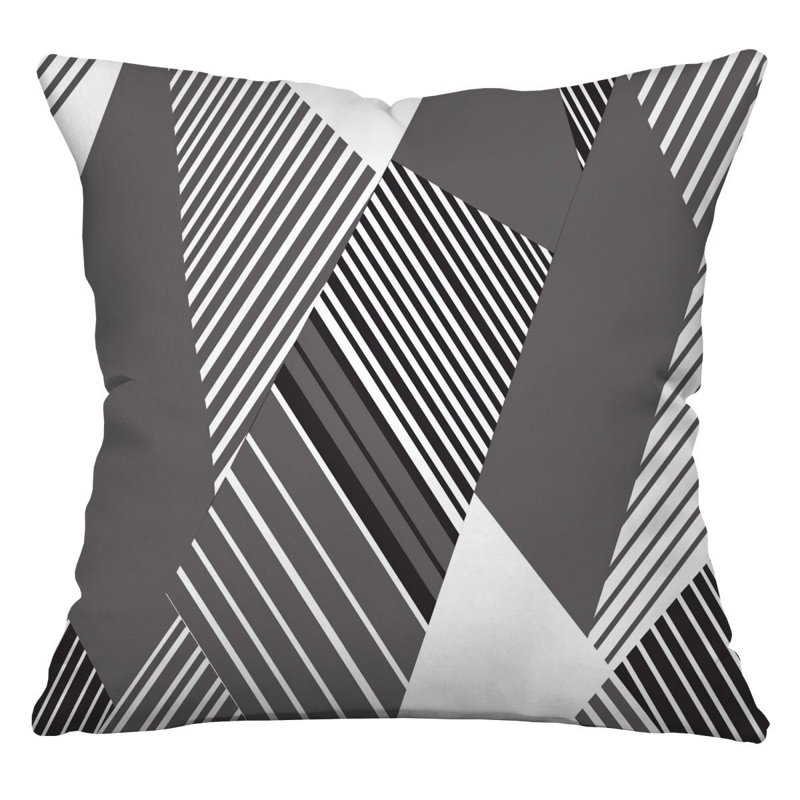 Abstract Geometry Cool   Reversible Throw Pillow, 26"H x 26"W