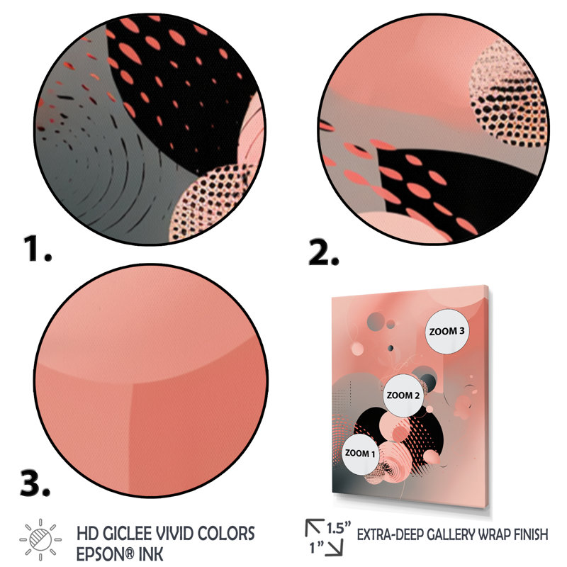 Art mural sur toile rose, minimalisme profond, Impression noire sur toile encadrée, H 20 po x l 12 po x P 1 po