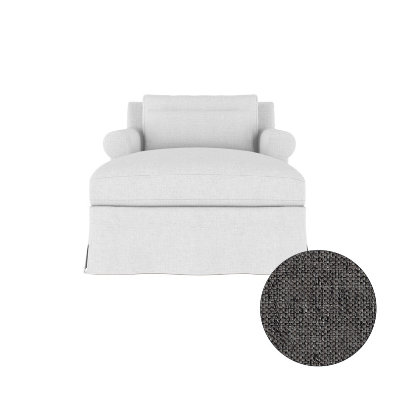 Ludlow Chaise Lounge, Plush Velvet Silver Streak, Weathered