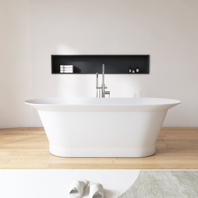 66" x 29" Freestanding Solid Surface Stone Resin Soaking Bathtub