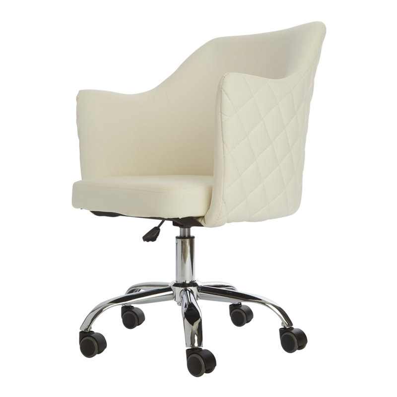 Chaise de bureau en velours matelassé Coco, Blanc