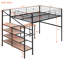 Lit mezzanine en métal avec bureau et latéraux en noir - Créez un espace de chambre à coucher élégant à 4 couches pour un environnement fonctionnel confortable-1908611232