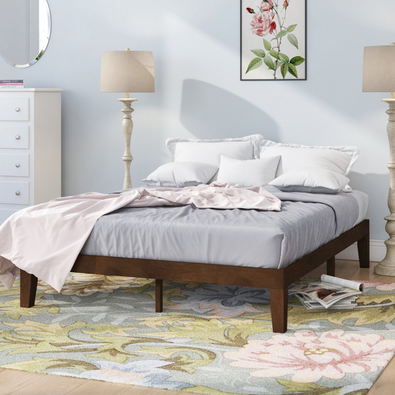 Lit plateforme en bois massif Harlow, Espresso antique, Grand