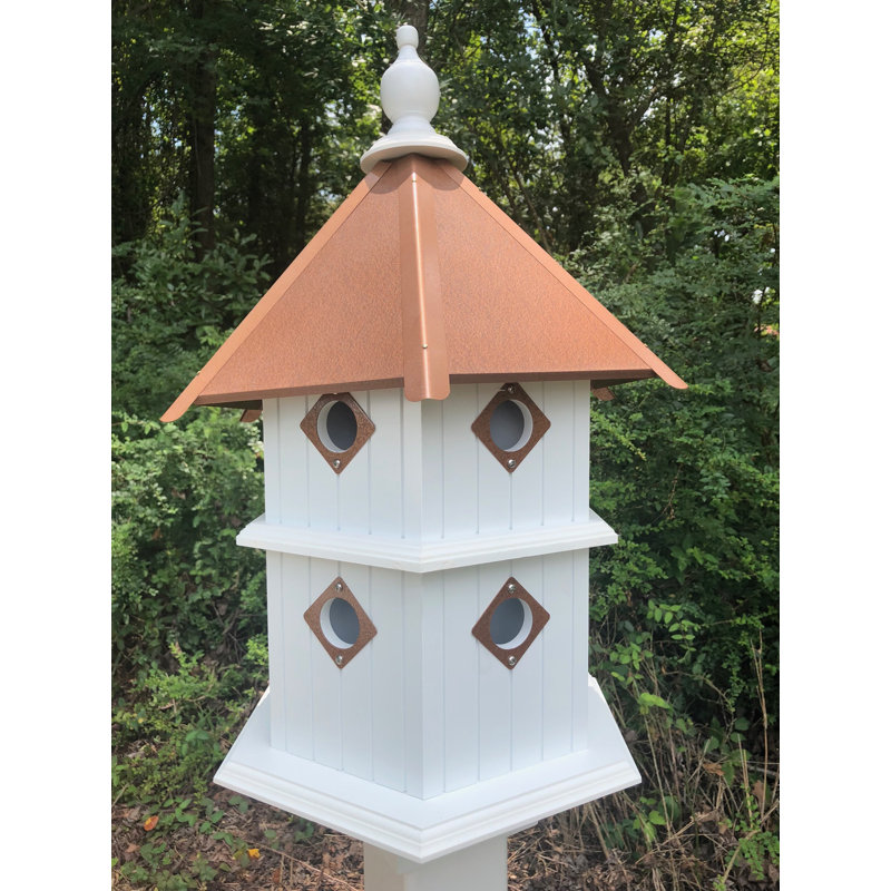 De Soto 27.375'' H x 16.75'' W x 16.75'' D Post Birdhouse, Hammered Copper