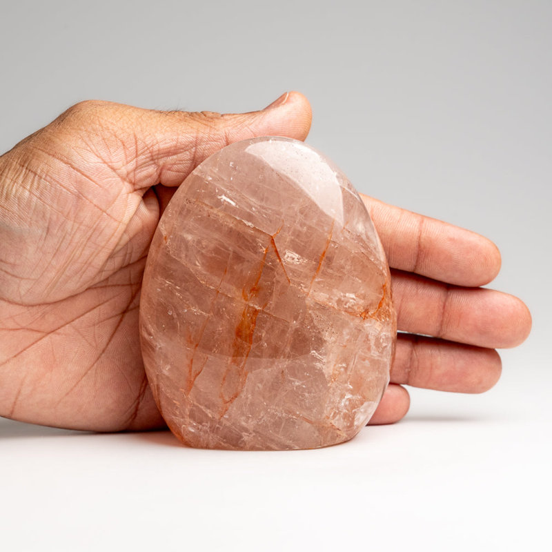 Genuine Polished Strawberry Quartz Flame Freeform, Orange, 6" H x 4" W x 1.5" D