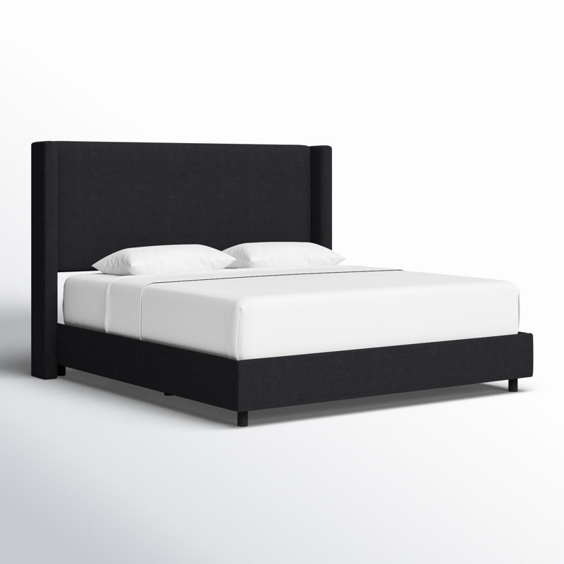 Lit tapissier standard Hanson, Très grand, Lin classique noir