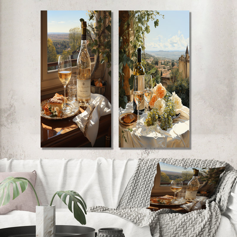 Wine Wine Champagne - Ensemble de salon mural art et vin, H 28 po x l 25 po, Toile tendue