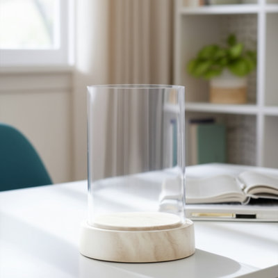 Porte-bougie ouragan moderne en verre rond avec base en marbre pour décoration de table