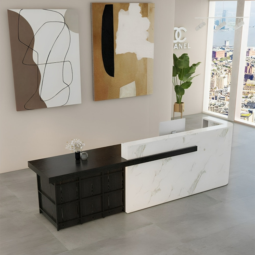 Ivy Bronx Kendriel Rectangle Laminate Reception Desk with Filing