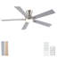 Ventilateur de plafond 52 po à finition nickel brossé moderne avec lumière et télécommande-826515116-826515117