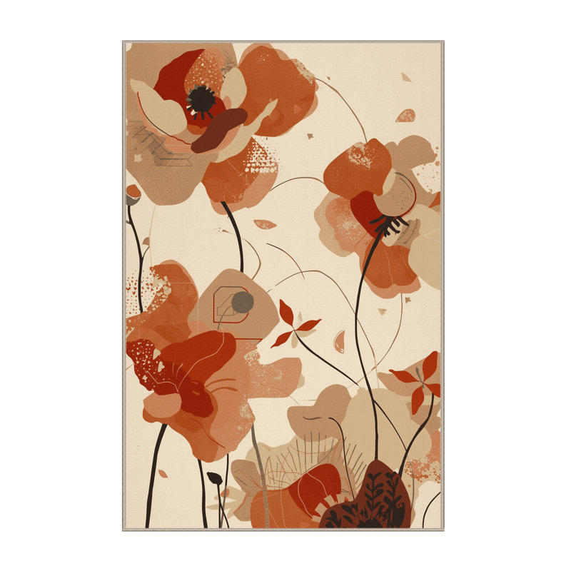 Tapis abstrait moelleux et moelleux à motif abstrait écossais Scott Poppy, 4 x 6