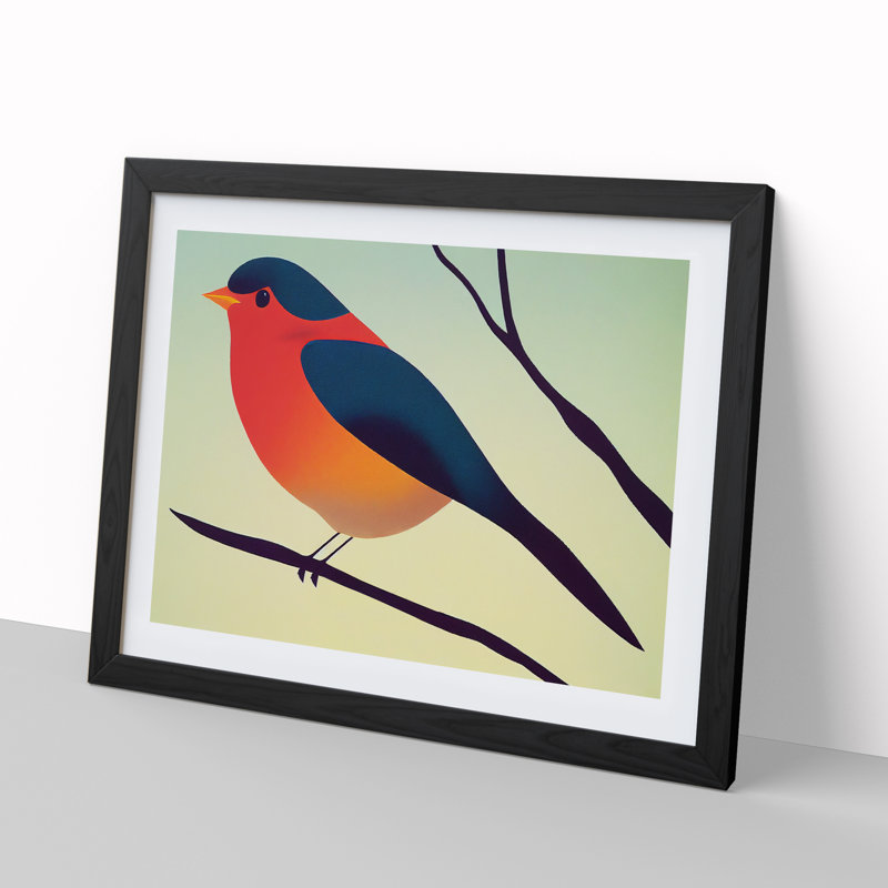 Select Robin Bird Abstract - Framed Print, Black, 46cm H x 64cm W x 2cm D