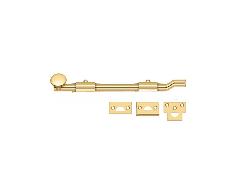 Deltana FPG10CR003 10" Surface Bolt w/ Off-set, HD in PVD Polished Brass, PVD Polished Brass