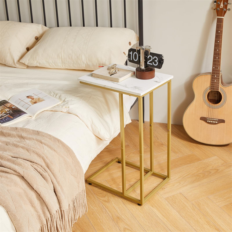 End Table, White, Gold